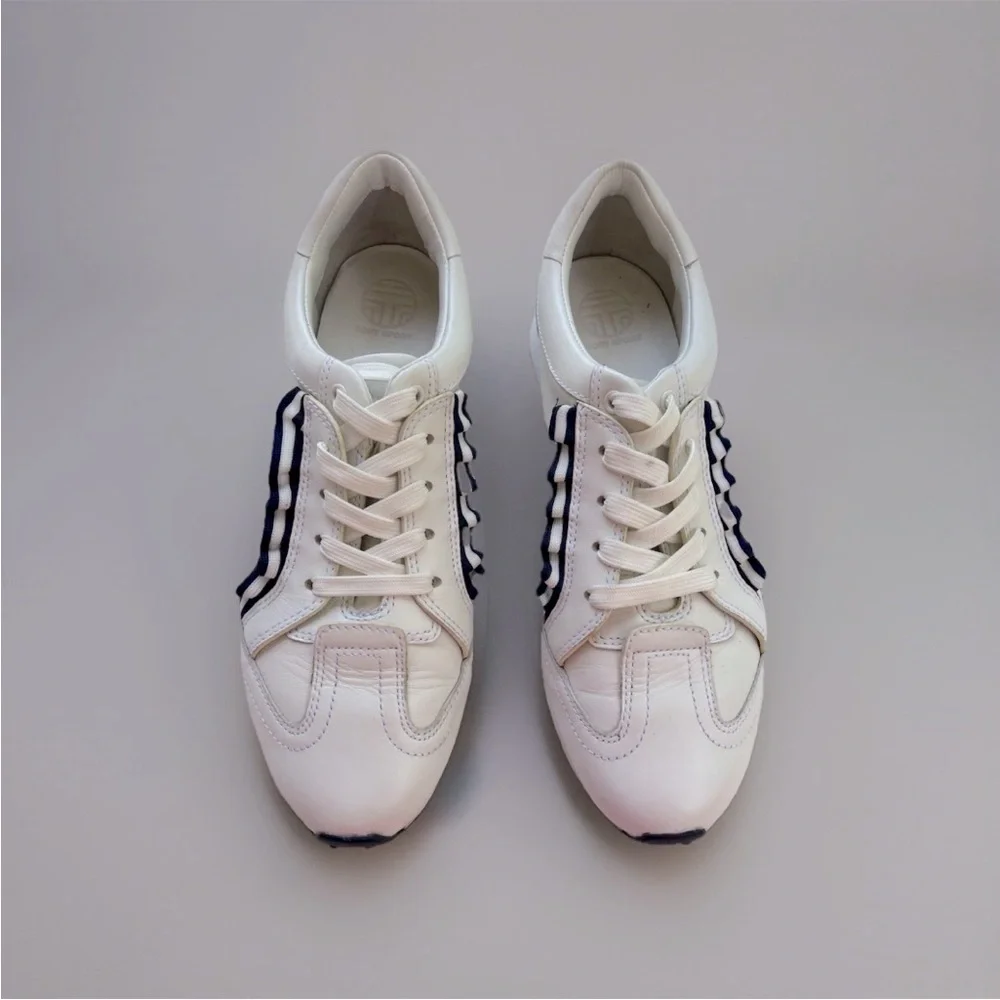 Tory Burch Women Golf Ruffle Trainer White Size 9.5 Sneakers